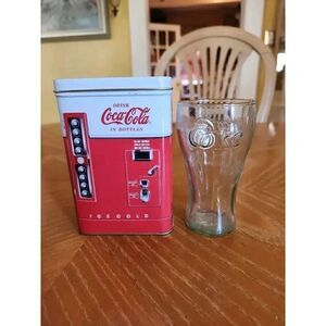 Vintage 1997 COCA-COLA  TIN CAN & MINI GLASS